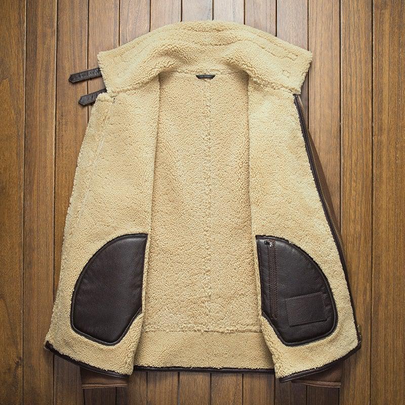 Davis Men's B3 Natural Shearling Leather Coat-1