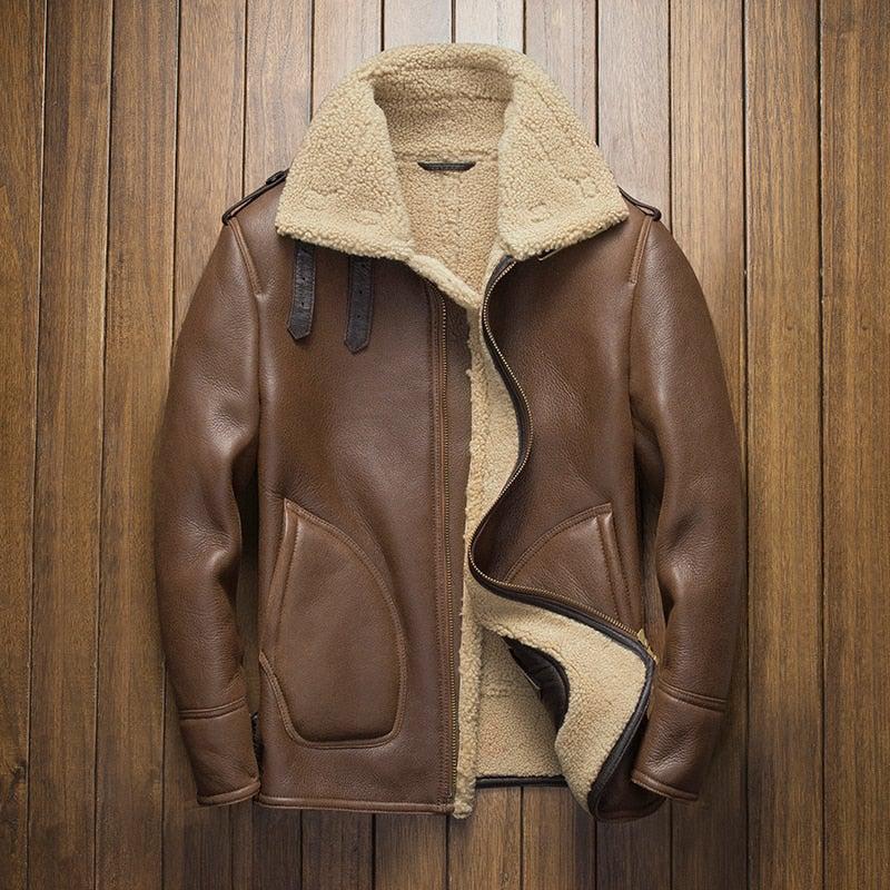 Davis Men's B3 Natural Shearling Leather Coat-2
