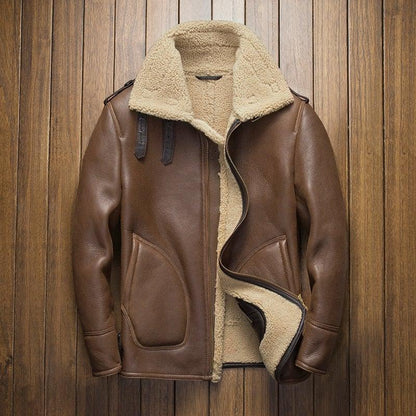 Davis Men's B3 Natural Shearling Leather Coat-2