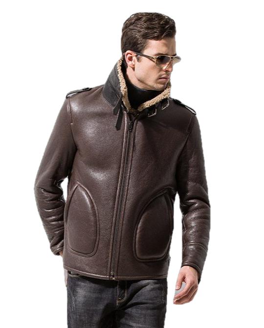 Davis Men's B3 Natural Shearling Leather Coat-0