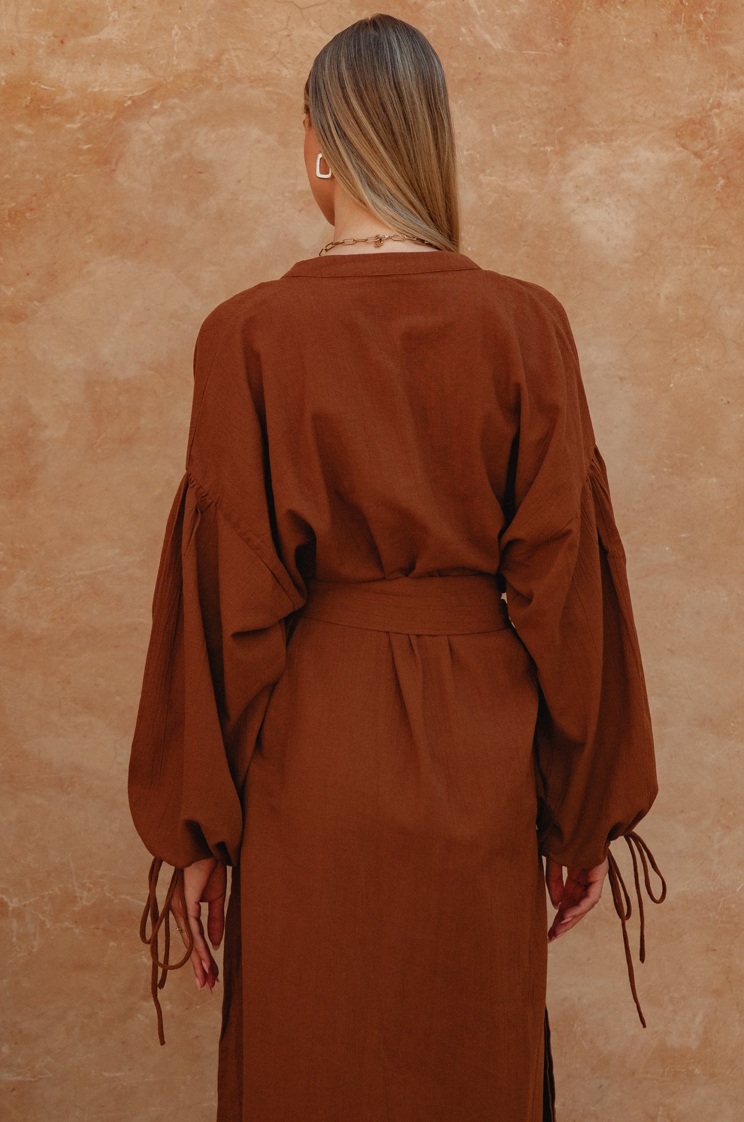 Denise Long Sleeve Linen Kimono Dress-2