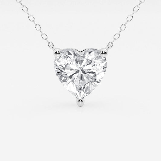 2.00 CTW Floating Heart Shape Lab Grown Diamond Solitaire Pendant Necklace F/G VS1 AGI Certified in 14K White or Yellow Gold-0