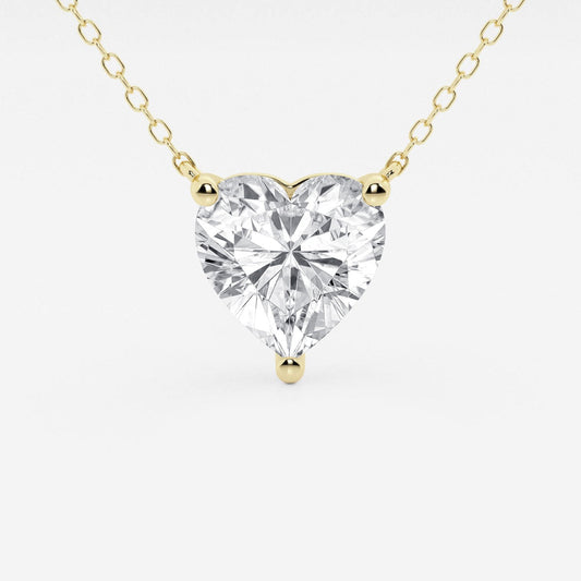 3.00 CTW Floating Heart Shape Lab Grown Diamond Solitaire Pendant Necklace F/G VS1 AGI Certified in 14K White or Yellow Gold-1