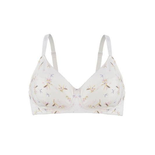Ditsy Floral - Silk & Organic Cotton Smooth T-Shirt Wireless Bra-0