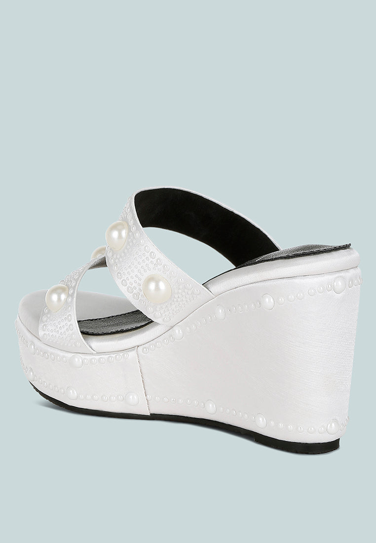 Django Pearl Embellished Wedge Sandals-2