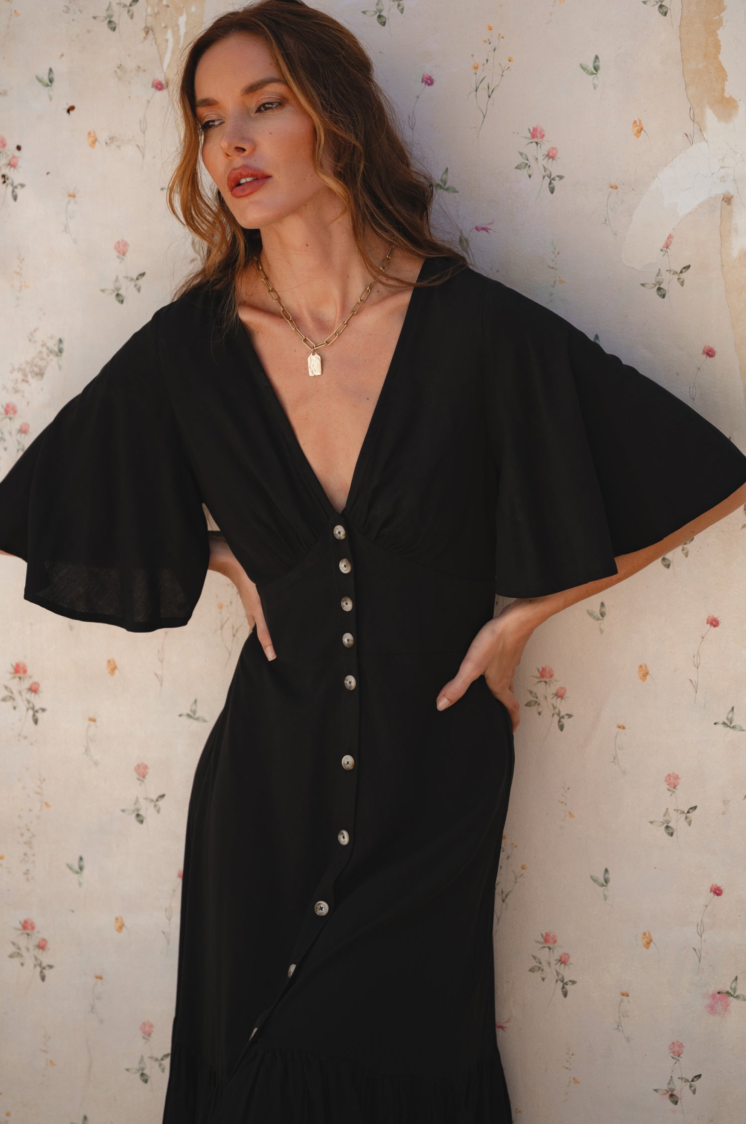 Donna Button Down Midi Dress-0