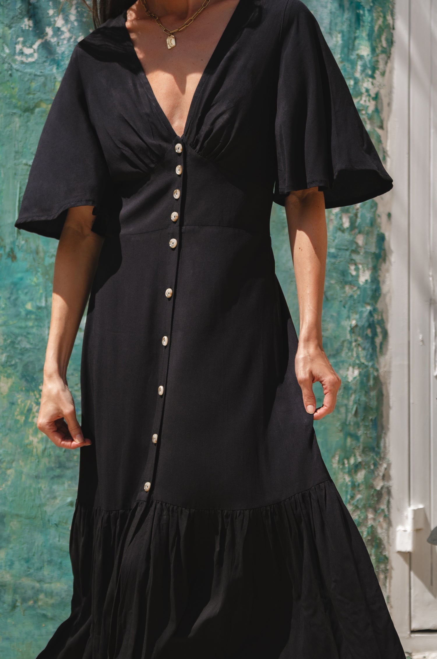 Donna Button Down Midi Dress-3