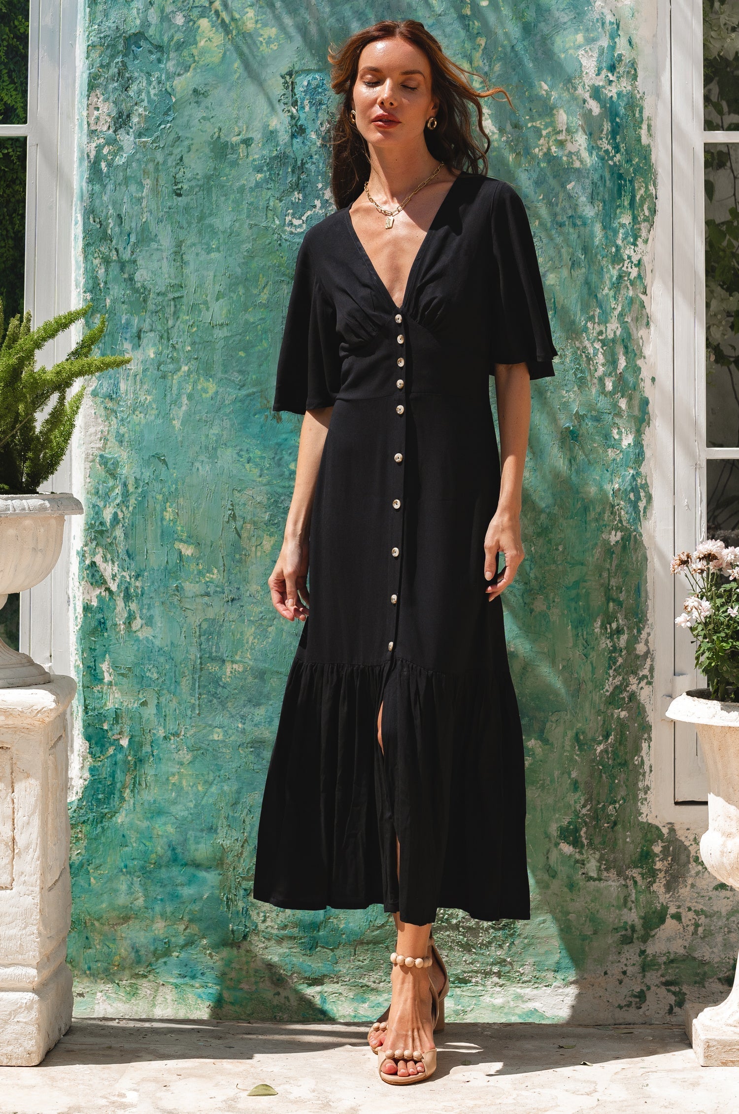 Donna Button Down Midi Dress-1