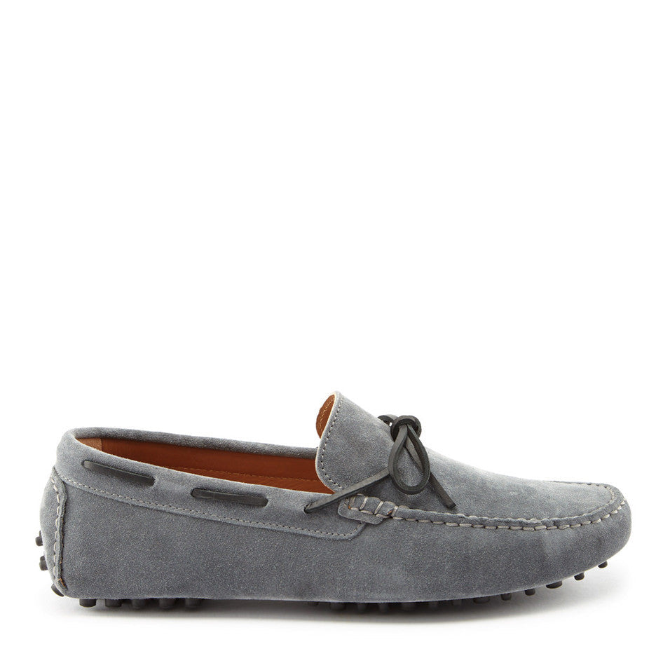 Laced Driving Loafers, slate grey suede-0