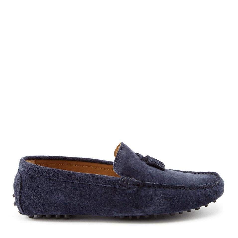 Tasselled Driving Loafers, navy blue suede-0