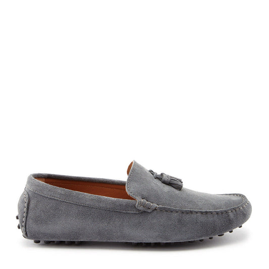 Tasselled Driving Loafers, slate grey suede-0