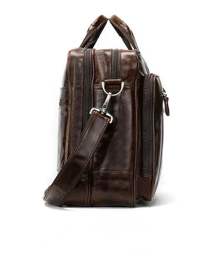 Rossie Viren Vegetable Brown Large Double Zip Briefcase-4