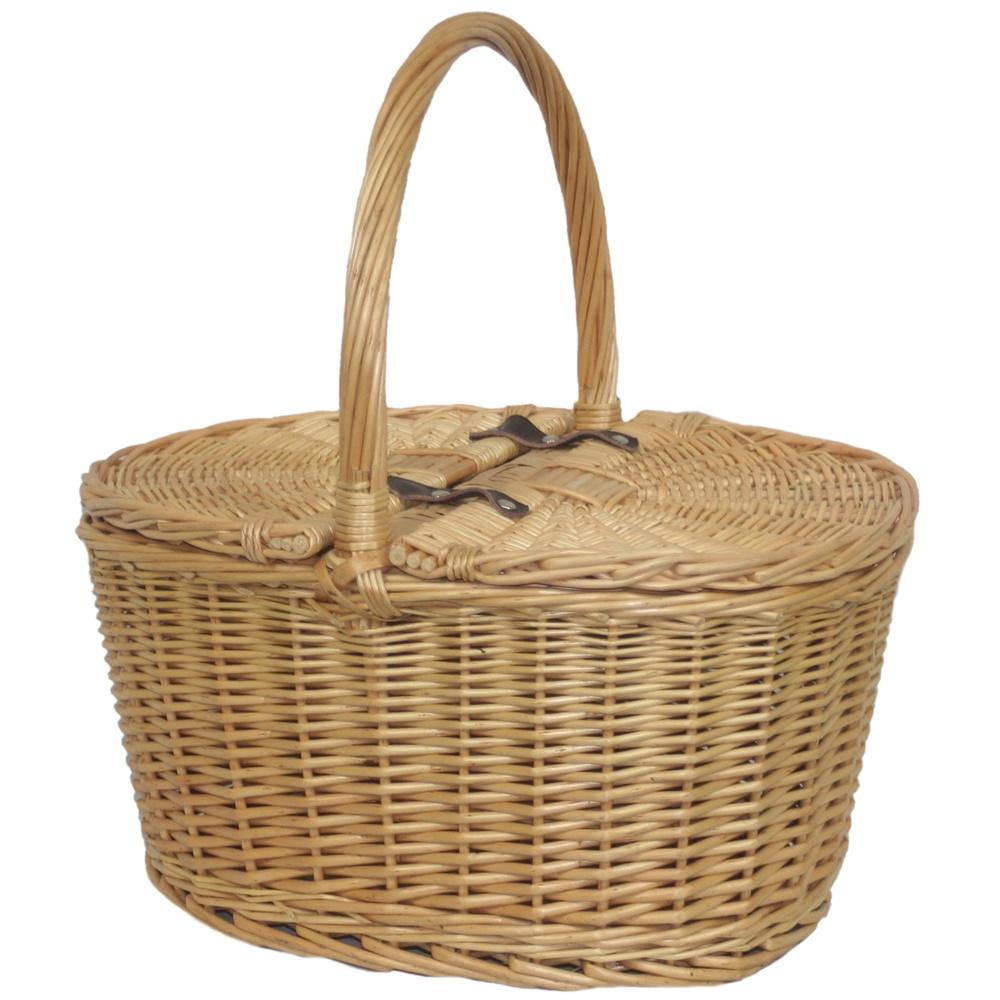 Buff Willow Oval Butterfly Lidded Picnic Basket