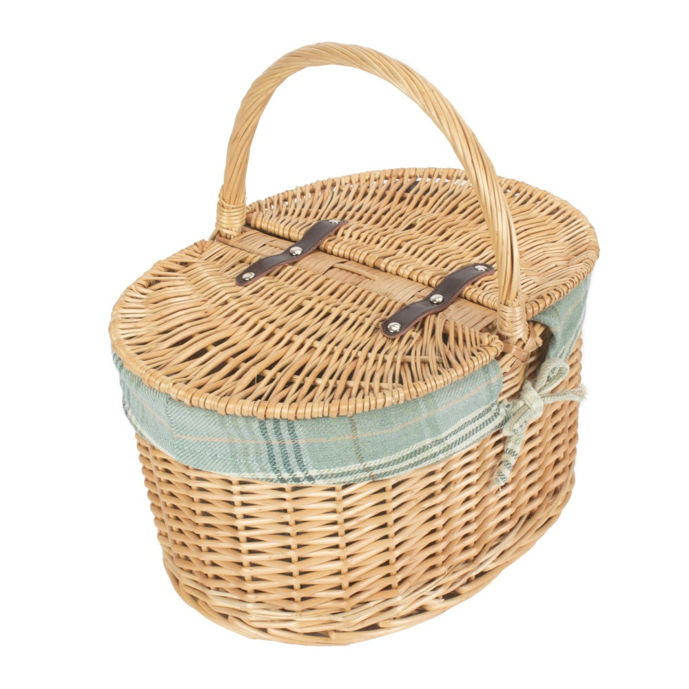 Buff Willow Oval Butterfly Lidded Picnic Basket