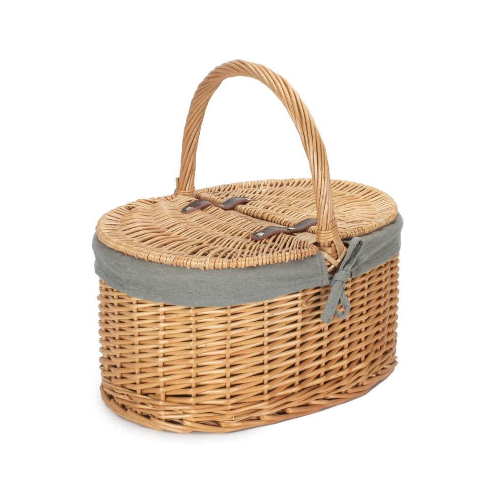 Buff Willow Oval Butterfly Lidded Picnic Basket