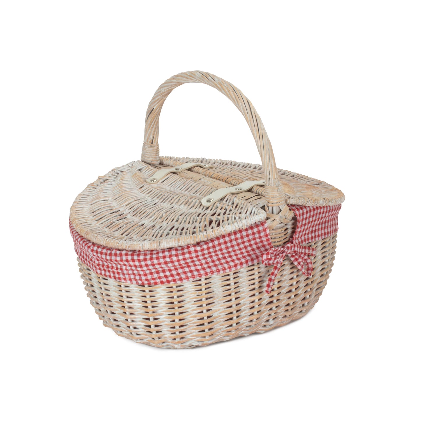 Whitewash Finish Oval Wicker Shopping Basket-5