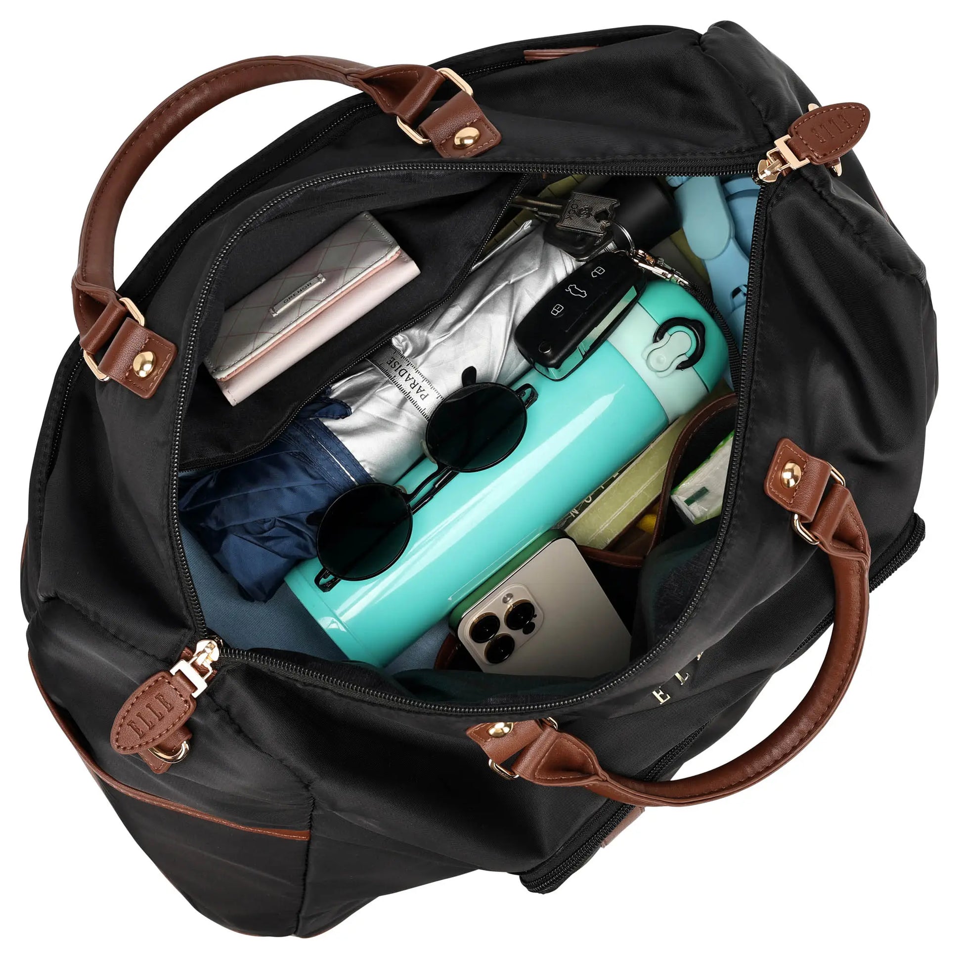 Luxe Journey 30L Twill and Vegan Leather Weekender Duffel Bag-2