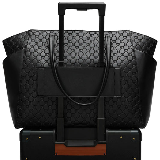 Compass Vegan Leather Monogram Weekender Tote Bag-1