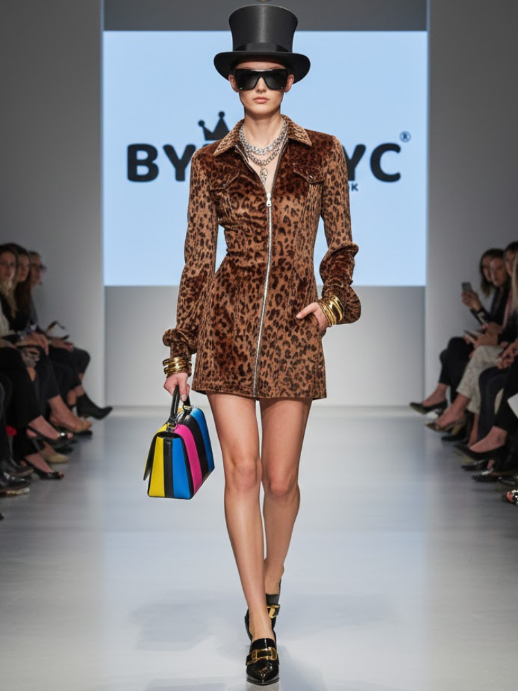 Velvet Leopard Zip-Dress • SOHO New Collection BYMANYC ® New York-0