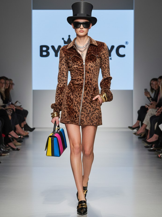 Velvet Leopard Zip-Dress • SOHO New Collection BYMANYC ® New York-0