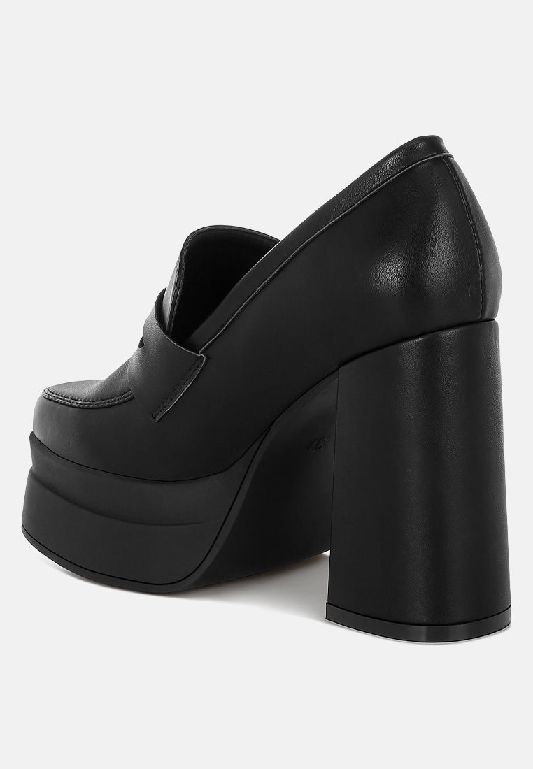 Edwina Chunky Penny Strap Heeled Loafers-2