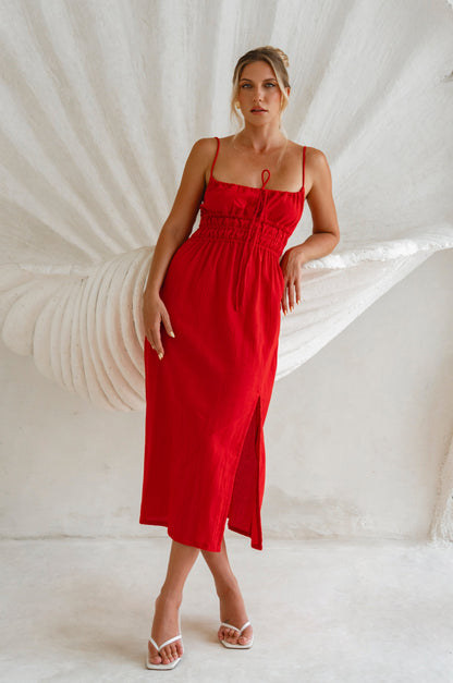 Eleanore Handcrafted Linen Midi Summer Dress-8