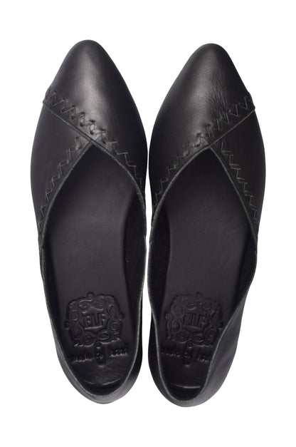 Elle Pointed Toe Leather Flats-5