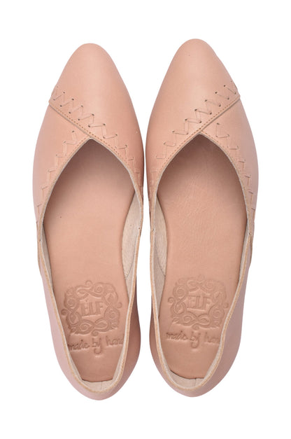 Elle Pointed Toe Leather Flats-4