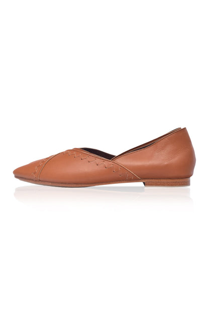 Elle Pointed Toe Leather Flats-2