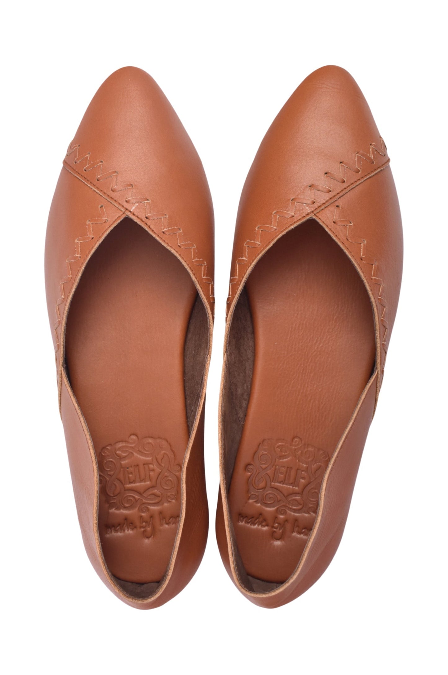 Elle Pointed Toe Leather Flats-1