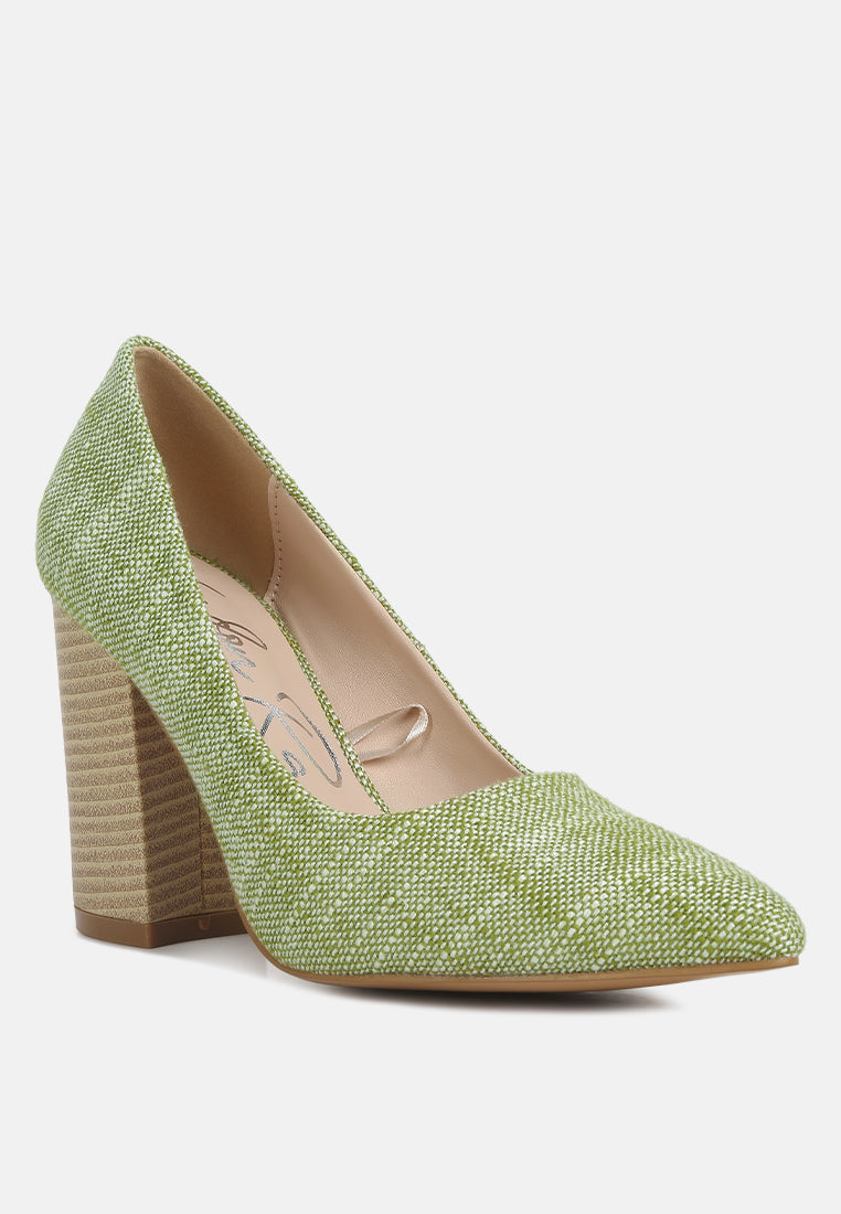 Elsie Canvas Block Heel Pumps-1