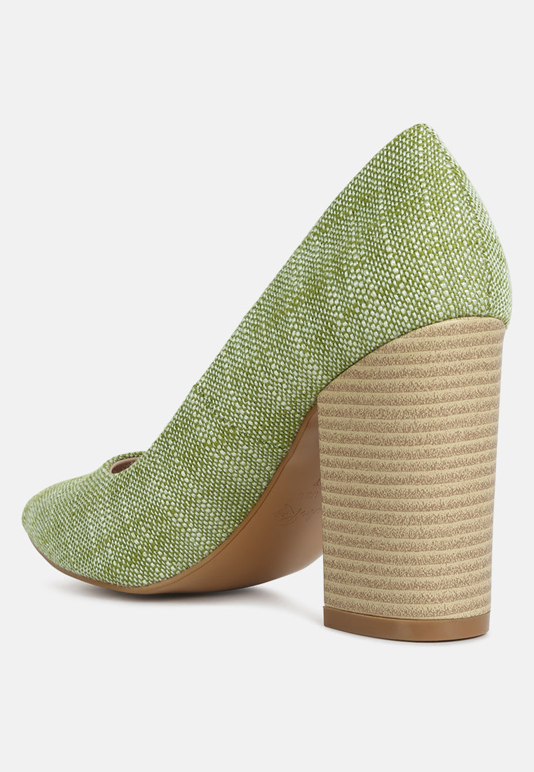 Elsie Canvas Block Heel Pumps-2