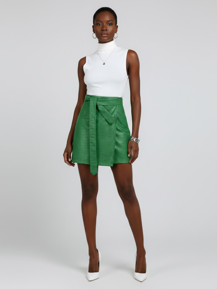 Emerald Green Vegan Leather Mini Skirt LAFAYETTE: New Colección COUTURE in NOLITA - BYMANYC ® New York-1