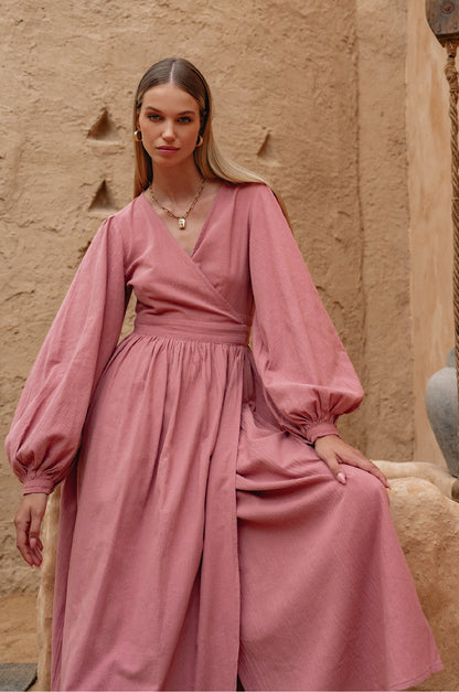 Emerie Long Sleeve Wrap Dress-5