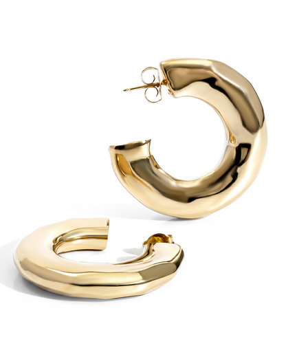 Emma Hammered Open Hoop Earrings Silver-1