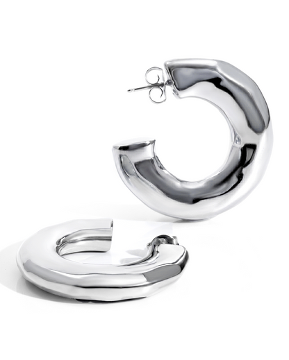 Emma Hammered Open Hoop Earrings Gold-1