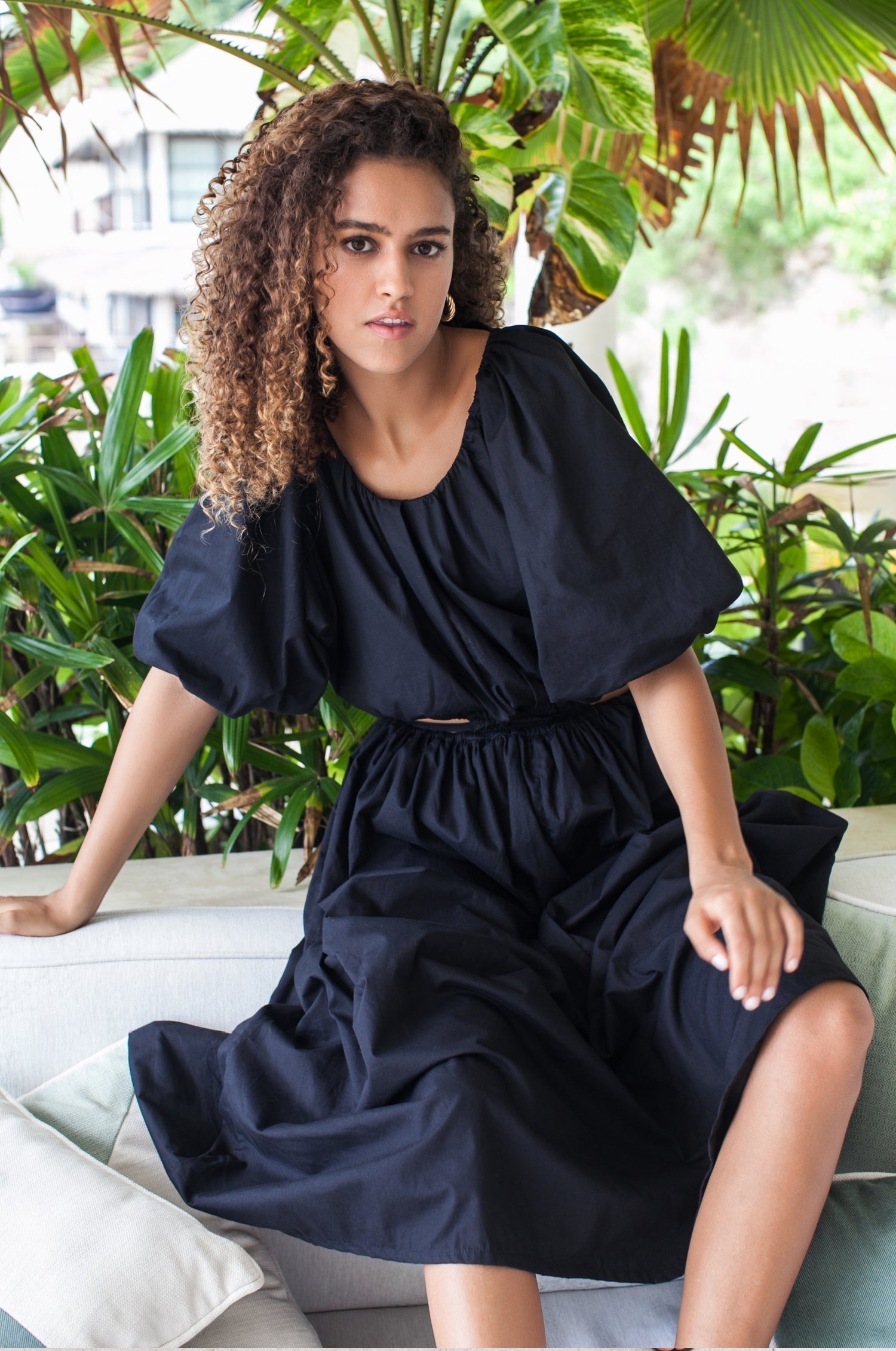Eva Poplin Cotton Cutout Midi Dress (Sale)-2
