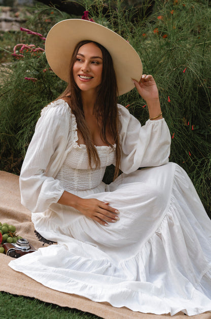Evangeline Tiered Linen Midi Dress-3