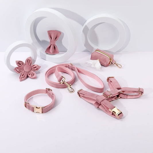 Pink floral step-in dog harness from PAWSOME PETS, featuring a comfortable pet walking set with floral design.
