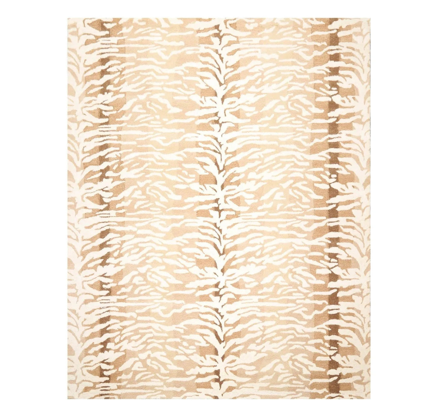 Multi Sizes Handmade 100% Wool Animal Print Tiger Modern Area Rug Ivory Beige-1
