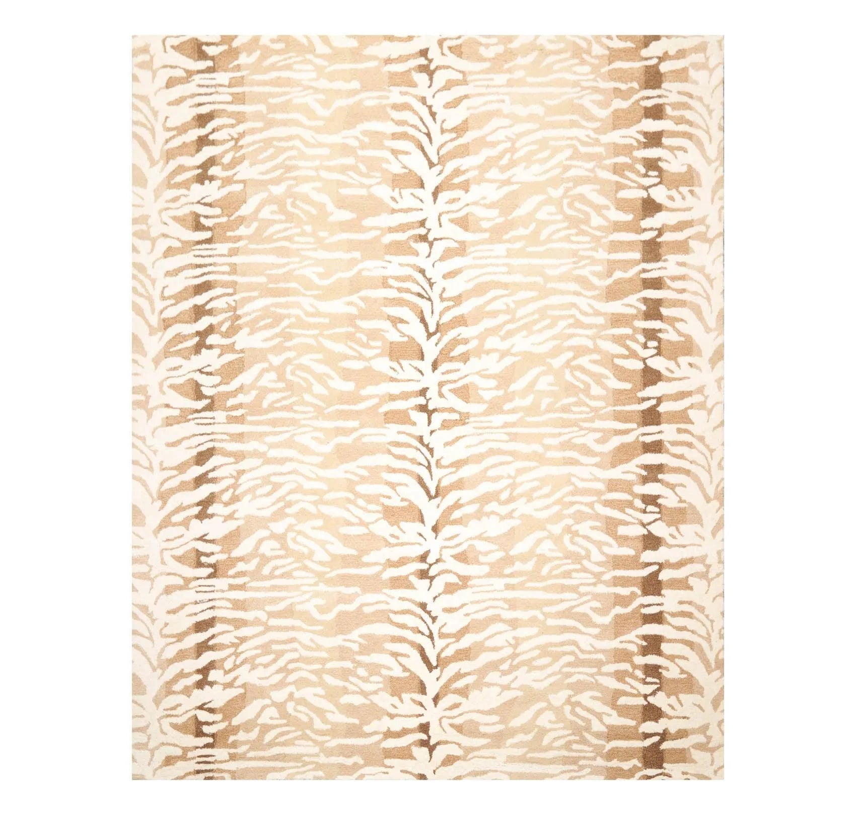 Multi Sizes Handmade 100% Wool Animal Print Tiger Modern Area Rug Ivory Beige-1