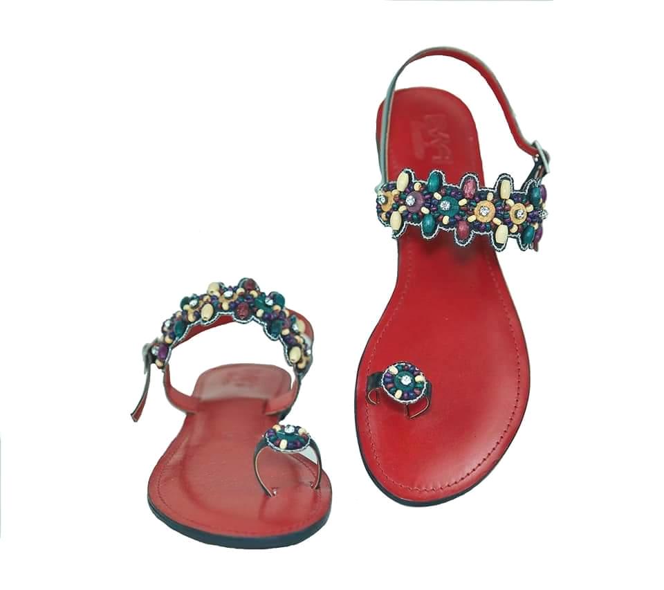 African Fashion Ankara Beaded Sandals-0