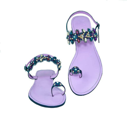 African Fashion Ankara Beaded Sandals-1