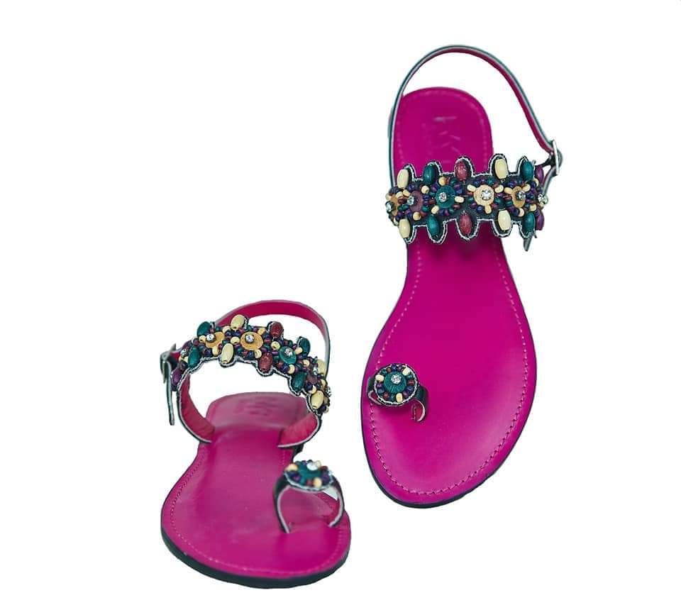 African Fashion Ankara Beaded Sandals-2