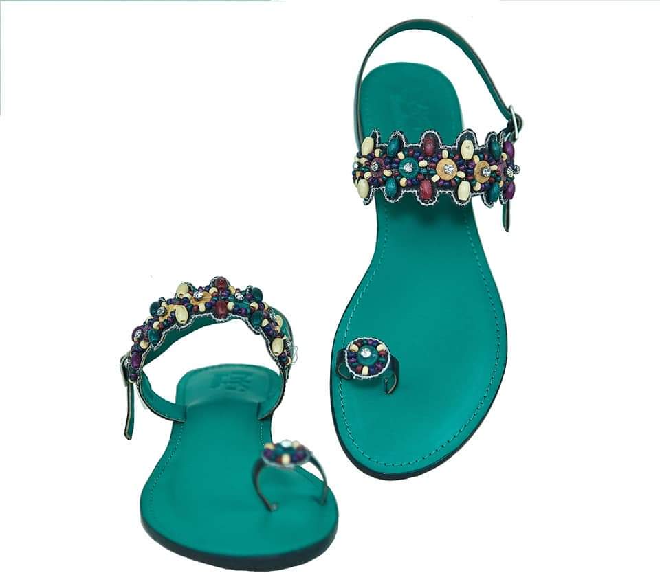 African Fashion Ankara Beaded Sandals-4