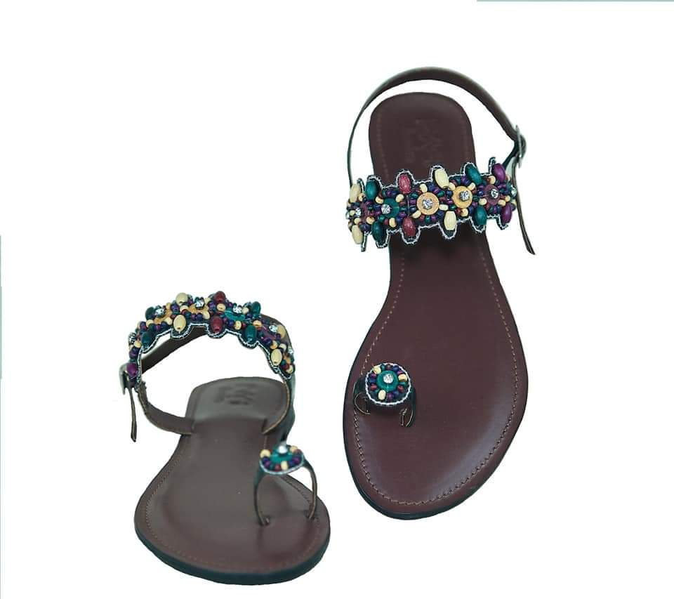 African Fashion Ankara Beaded Sandals-3