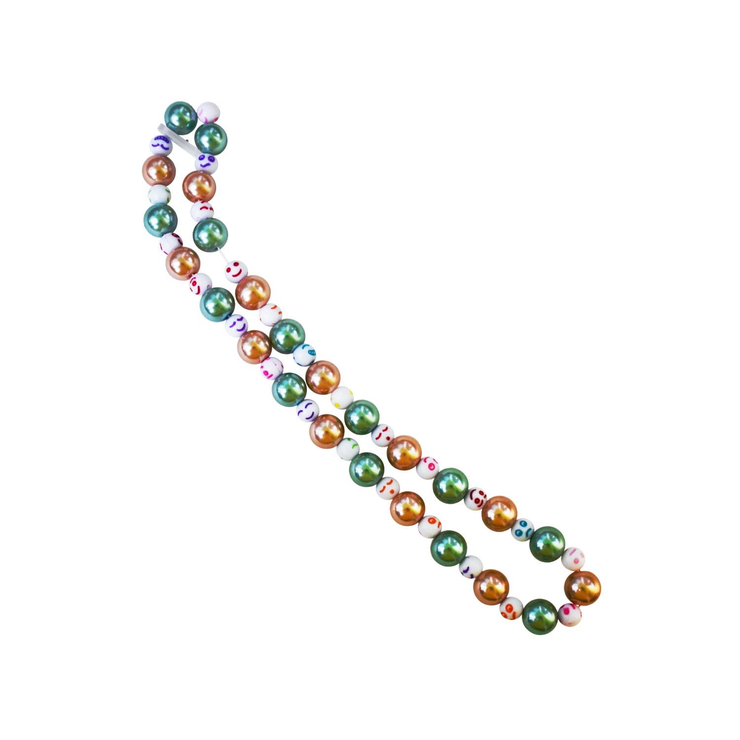 Green Bronze Happy Face emotions Necklace, Beaded Necklace, Faux Pearl necklace | by lovedbynlanla-1