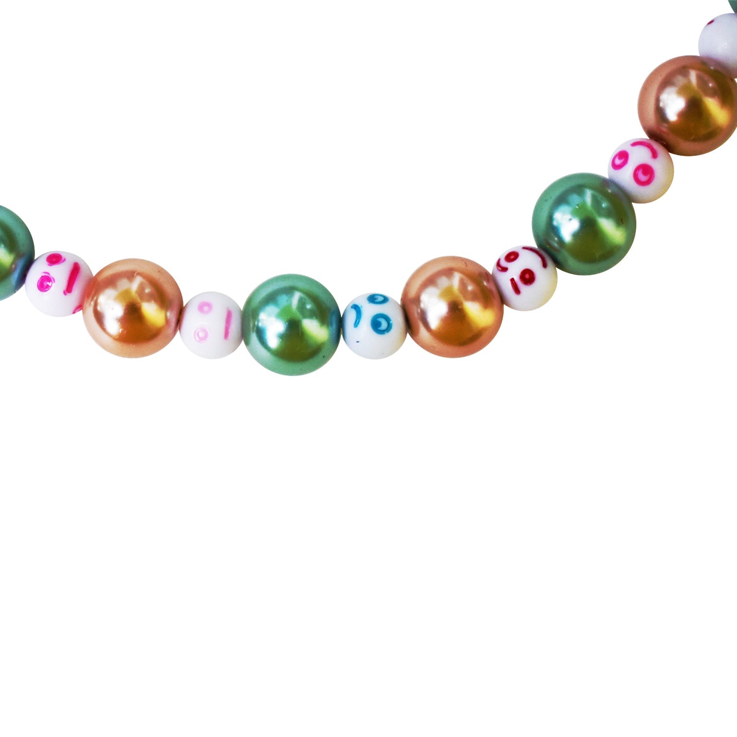 Green Bronze Happy Face emotions Necklace, Beaded Necklace, Faux Pearl necklace | by lovedbynlanla-2