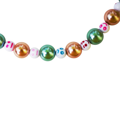 Green Bronze Happy Face emotions Necklace, Beaded Necklace, Faux Pearl necklace | by lovedbynlanla-2