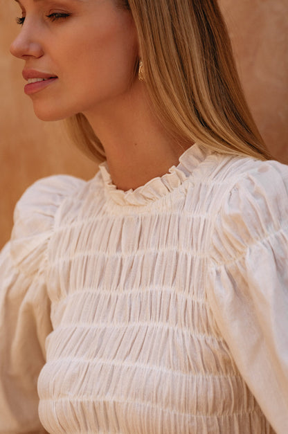 Florence Smocked Linen Midi Dress-2